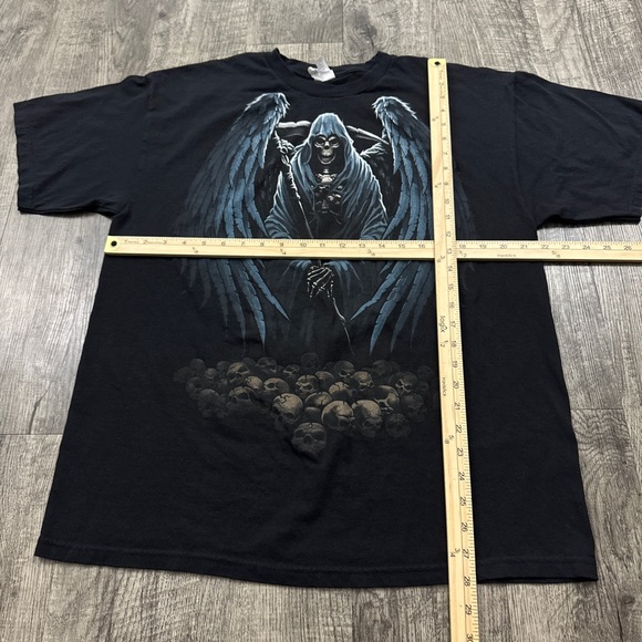 Grim Reaper Skeleton Skulls Grunge Graphic T Shirt Y2K - Picture 3 of 4